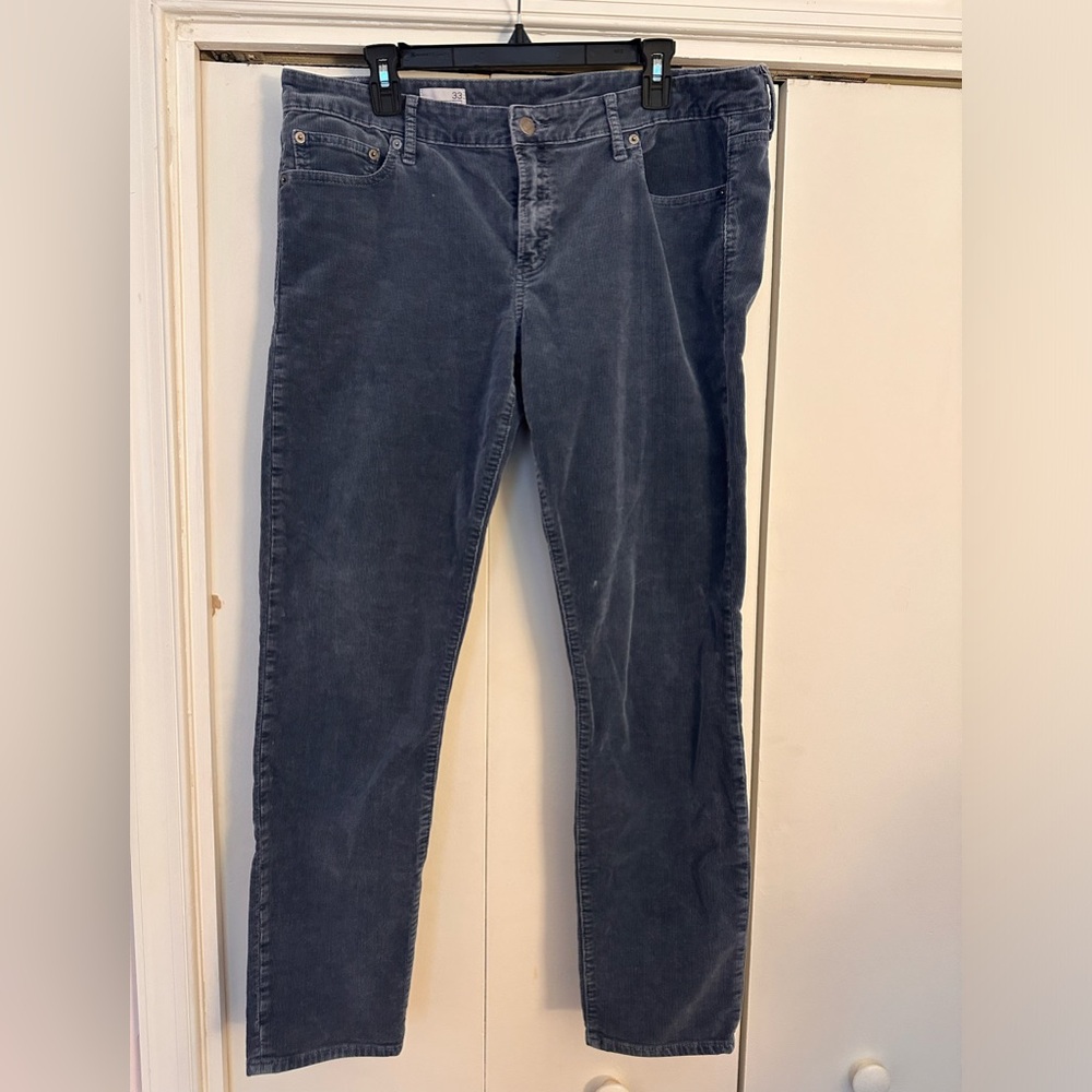 Blue skinny corduroy pants